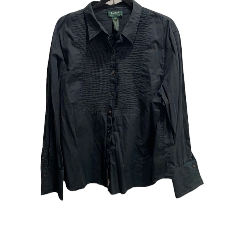 Lauren Ralph Lauren 1990 black tuxedo cotton long sleeve top. Size 2X